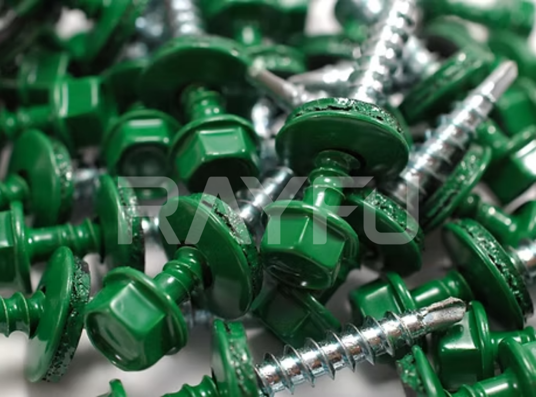 Green-head-painted-roofing-screws